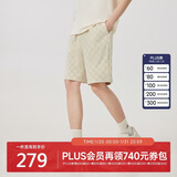 卡宾男装340G重磅卫裤24夏老花满印宽松运动短裤 杏色 50
