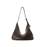 裘真情人节礼物【明星推荐】经典hobo包植鞣牛皮腋下通勤休闲饺子女包 咖啡色-大号（羊皮） 小包/大包