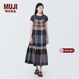 MUJI女式马德拉斯格纹吊带连衣裙女装裙子格子裙纯棉全棉长裙BC2IIA4S 深藏青色格纹 M 160/84A