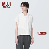 MUJI女式 易干弹力泡泡纱 开领短袖衫女士衬衫衬衣外套夏季款BC2JPA4S 白色 M (160/84A)