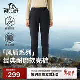 伯希和（Pelliot）【风盾】冲锋软壳裤女冬季保暖抓绒裤防风高弹长裤男125107018黑M