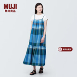 MUJI女式马德拉斯格纹吊带连衣裙女装裙子格子裙纯棉全棉长裙BC2IIA4S 蓝色格纹 XL 165/92A