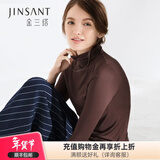 金三塔真丝打底衣100%桑蚕丝高领半高领冬保暖打底衫 高领咖啡色 XL