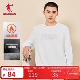 乔丹QIAODAN加绒卫衣男保暖圆领卫衣套头衫男士针织长袖运动休闲上衣