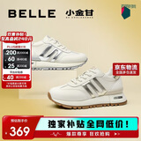 百丽周雨彤同款小金甘复古女商场休闲鞋A8D1DCM5 米色/银色 36