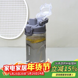 乐扣乐扣（LOCK&LOCK）人鱼线塑料运动水杯夏天便携水壶带刻度提手男女水杯子520ML灰色
