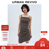 UR夏季新款女装潮流不规则下摆收褶吊带连衣裙UWV740053 中灰 L