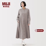 MUJI女式 法兰绒 立领长袖连衣裙女装裙子纯棉连身裙25年冬季 米色 S (155/80A)
