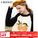 LAGOGO柿柿如意撞色保暖毛衣女拉谷谷2024年冬季新款插肩袖针织衫 白黑(VW) S 155/36
