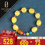 欧采妮蜜蜡手串 琥珀鸡油黄随形玫瑰花多宝手链南红桶珠紫云母碧玉配件