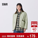 森马（Semir）羽绒服女中长款轻薄拼接灯芯绒翻领2024冬季三防外套109724113004