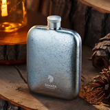 斯涅克（SNAKER）纯钛钢小酒壶白酒钛金属随身便携户外钛钢圆形酒瓶 3两方形纯钛蓝【赠1杯1漏】 150ml