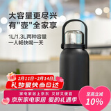 乐扣乐扣（LOCK&LOCK）大容量不锈钢保温壶保温保冷水壶户外旅行运动水壶带提手1.3L黑色
