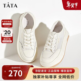他她Tata厚底休闲板鞋女鞋网面运动透气小白鞋2024 米白 35