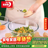 青苹果新年礼物耐热玻璃碗和面盆欧式沙拉碗加厚揉面盆4.35L超大容量