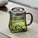 忆壶茶（YIHUTEA）玻璃公道杯带过滤网茶漏套装茶具配件茶海分茶器加厚功夫茶杯大号 烟灰山底公道杯350ml+茶漏