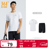 361°运动套装男春夏季跑步短袖基础舒适速干健身训练衣服 【男款】本白/超级黑 L