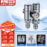 潜水艇（Submarine）一进二出三通角阀黄铜亮银双把双控单独出水压力显示自带止水装置