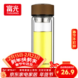 富光男女士双层玻璃杯 高硼硅玻璃304茶隔水杯子 带茶隔泡茶杯320ml