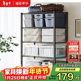 溢彩年华厨房置物架落地阳台杂物收纳货架零食蔬菜架【加粗五层80cm】2396