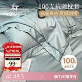 La Torretta 枕套一对 100支抗菌100%纯棉长绒全棉枕芯枕头套 梵星蓝48x74cm