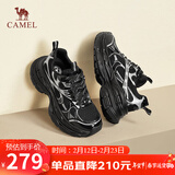 骆驼（CAMEL）银月户外复古老爹鞋厚底休闲鞋 L24A283742 黑/银 38