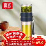 富光双层玻璃杯 高硼硅玻璃泡茶杯子 茶水分离杯 男女士办公水杯240ml