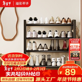 溢彩年华鞋架门口多层小型简易宿舍铁艺入户门立式钢制家用鞋架子2415