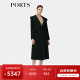 PORTS宝姿明星同款秋冬新品气质羊毛长款呢大衣外套女装 DARK GREEN S