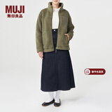MUJI MUJI 男女通用 羊羔绒 拉链夹克 毛绒加绒厚外套 秋冬季 卡其绿 XXS-XS