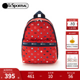 LeSportsac乐播诗包包女包大容量休闲印花双肩包旅行包书包 红底几何