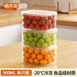 禧天龙冰箱保鲜盒食品级冰箱收纳盒密封盒蔬菜水果冷冻盒 0.9L