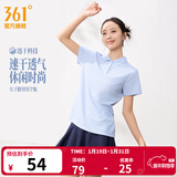 361°运动翻领t恤男2026年春夏季新款休闲透气短袖情侣POLO衫 【女款】凝雾蓝 L