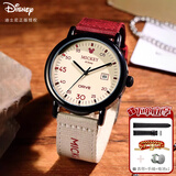 迪士尼（Disney）手表男初高中学生个性复古帆布带石英表青少年考试专用手表开学