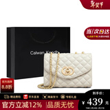 CALWAN KEODH包包女包轻奢小众牛皮新款2025斜挎包链条包生日情人节礼物送女友 【米白色】实用高端品牌时尚百搭高级简约菱格小方包
