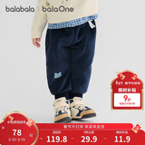巴拉巴拉童装宝宝长裤加绒保暖束脚裤2025新款冬装男童女童裤子萌趣运动裤