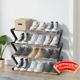 安尔雅简易鞋架多层家用门口创意Z型鞋架子多层防尘鞋柜 钢管款4层大号