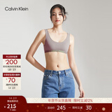 Calvin Klein内衣女士美拉德简约提花舒适ck薄垫无钢圈轻运动U型美背背心文胸 PET-灰咖色 L