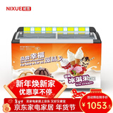 妮雪超市冰柜商用展示柜卧式冰柜商用冷柜冷藏冷冻柜冰棍雪糕柜保鲜柜冰糕柜冰淇淋柜透明玻璃冰柜 388雪糕柜1.1m长【铜管带贴画价格条】