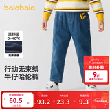 巴拉巴拉童装儿童牛仔裤男童女童加绒裤子秋冬宽松哈伦裤 牛仔中蓝88201 105 cm