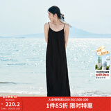 茵曼（INMAN）波西米亚吊带油画连衣裙女2026夏季新款度假裙子 黑色 M