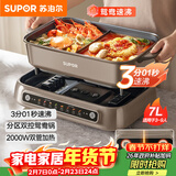 苏泊尔（SUPOR）分区控温鸳鸯电火锅 多功能家用火锅专用锅 分体涮肉电煮锅 7L速沸智能多用途锅H70FC885Y
