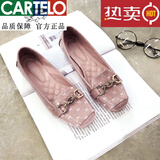 卡帝乐鳄鱼（CARTELO）潮牌大小码真皮单鞋女平底百搭豆豆鞋方头软皮软底休闲乐福43瓢鞋