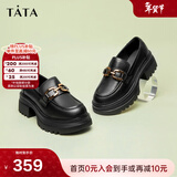 他她（TATA）英伦厚底jk乐福鞋女鞋黑色学院小皮鞋浅口单鞋子GOK02AA4 黑色 40
