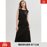 ELLE黑色钉钻高级感连衣裙女2025夏季新款无袖圆领气质优雅背心裙 黑色 M