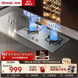 林内（Rinnai）家用燃气灶天然气灶具嵌入式 大火力双眼猛火灶 不锈钢面板 钢化玻璃面板 一级能效 以旧换新 2E08M【5.0KW+可调底盘+一级能效】