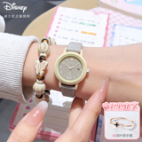 迪士尼（Disney）手表女简约小圆盘带日历石英表初高中学生女孩防水手表新年礼物