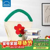 乐扣乐扣（LOCK&LOCK）清新玻璃保鲜盒微波饭盒三件套(630ml*2+便当包)LNG428S602白色