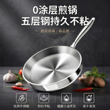 韩笑316不锈钢平底锅无涂层不粘锅家用电磁炉燃气灶烙饼煎蛋牛排煎锅 【带盖】无涂层平底锅 20cm