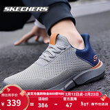 斯凯奇（Skechers）闪穿鞋春季轻便一脚蹬网面时尚舒适健步鞋透气休闲鞋软底运动鞋 灰蓝/GYBL 41